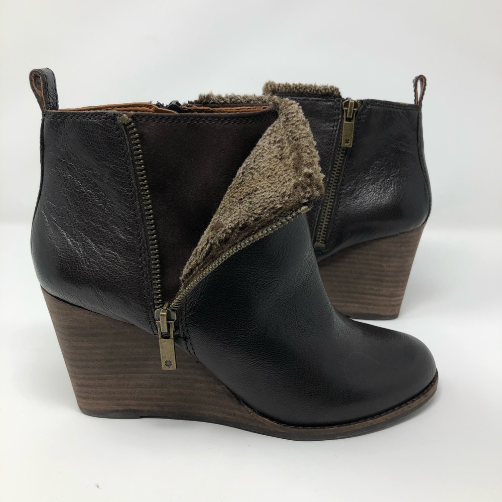 NWT Lucky Brand LK-Yorque Wedge Ankle Boots Sz 7